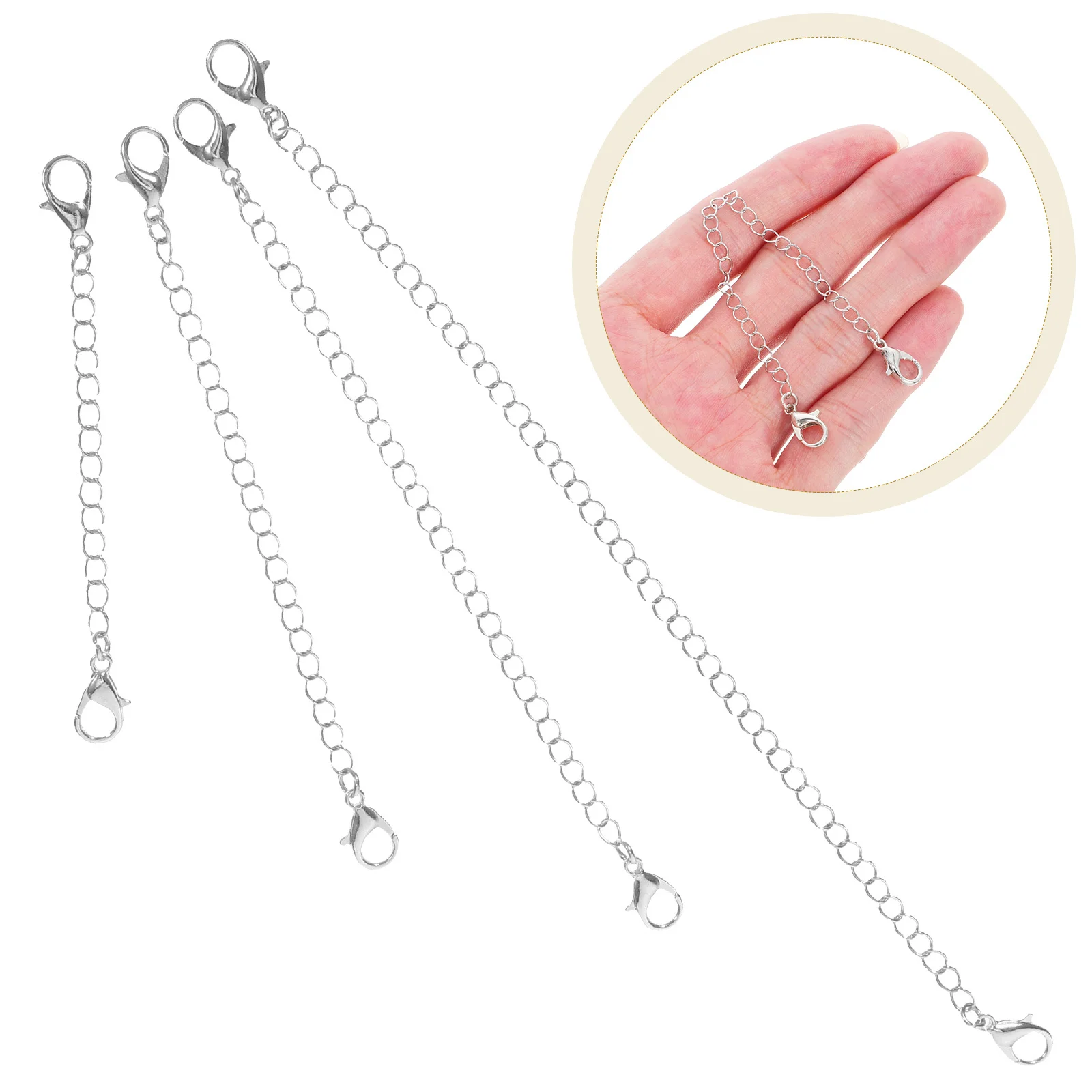 

4Pcs Stainless Steel Extender Chain Set Durable Necklace Bracelet Extension Chains Lobster Clasp Jewelry Making Findings