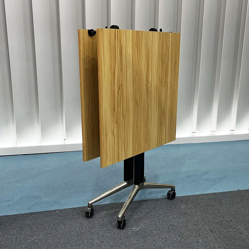 

Retractable training table folding conference long desk with pulley splicing combination mobile folding table