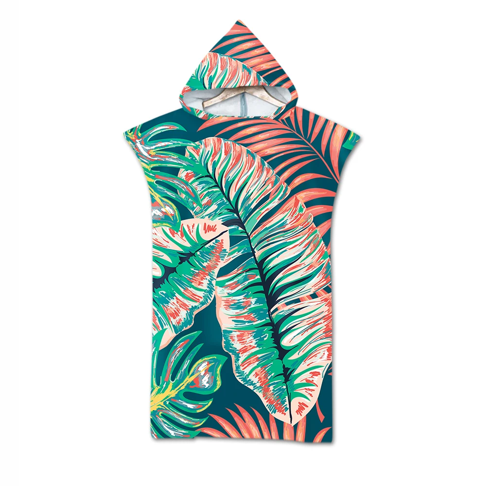 

Hooded Beach Towel Poncho for Adult and Kid,Tropical Banana Leaves,Flamingo,Surf Swim Changing Robe,Sports Club,Drop Shipping