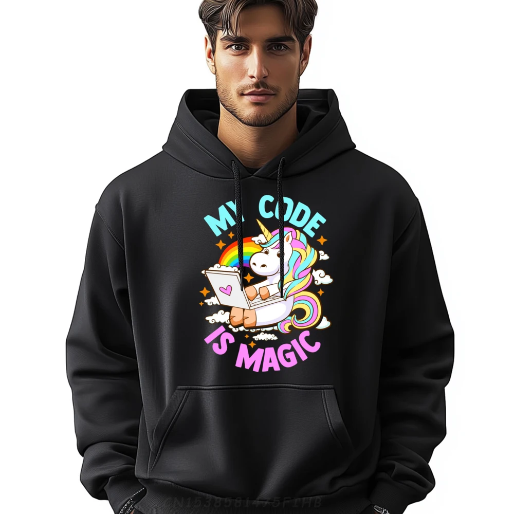 Magical Unicorn Computer Programmers My Code Is Magic Sweatshirts Men Graphic Oversized Hoodie Men