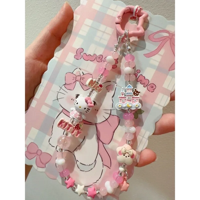 

Kawaii Hello Kitty Sanrio Cute Student Cartoon Keychains Bag Decoration Phone Camera Pendant Children Christmas Gifts for Girls