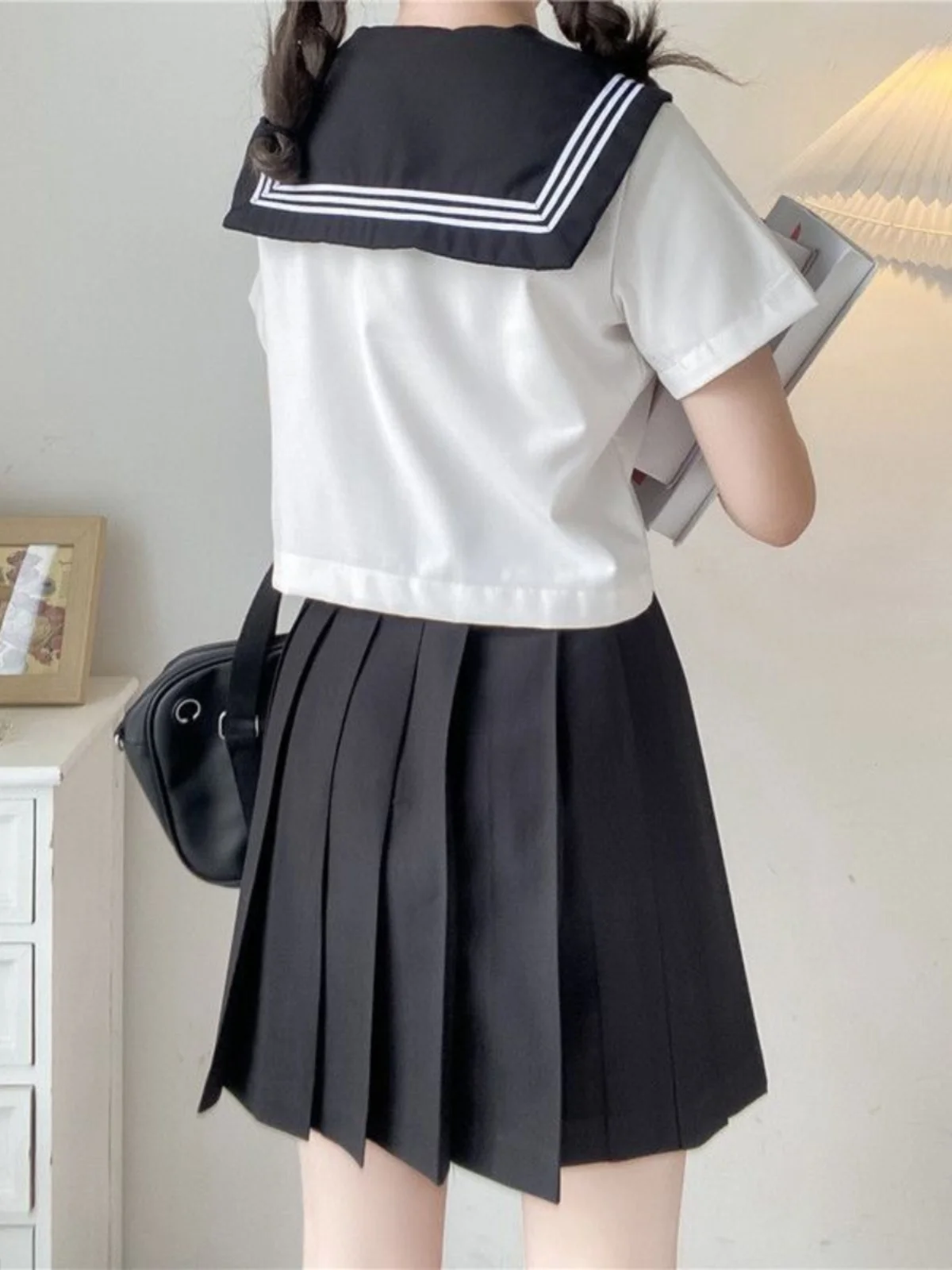 plus Size orm Set ort Sve Sailor Outfit Middenzomer Student Class orm Bla White Fat MM200 Pou Speciale maat