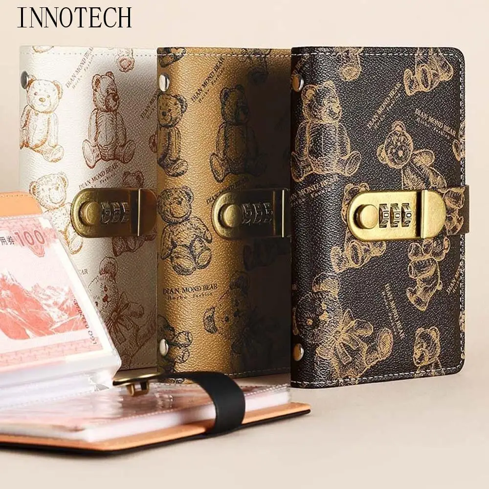 Quaderno con codice A6 per denaro Anti-spruzzi Acqua Orso cartone animato Stampato Contanti Budget Ledger Piano giornaliero Agenda settimanale accademica