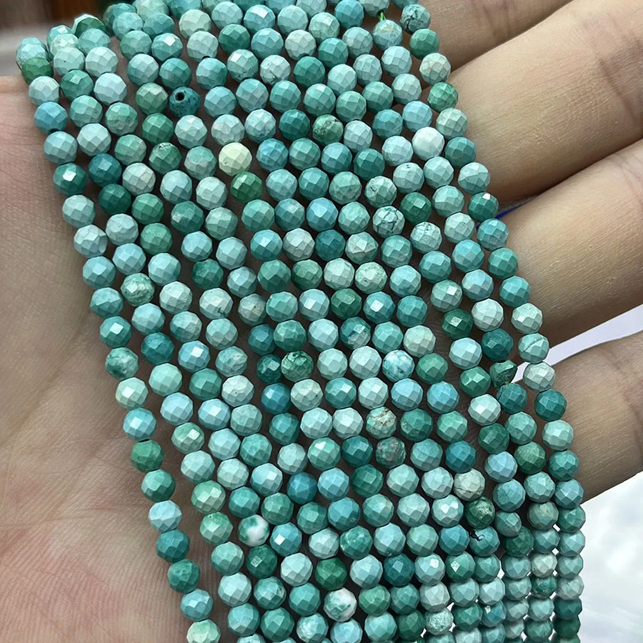 Optimize Turquoise Round Small Section Faceted Loose Spacer for Jewelry Making DIY Necklace Bracelet 15''4mm