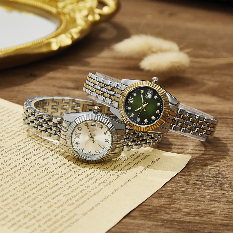 MAYZHISU Women Watch Calendar Light Luxury Retro Women Quartz Wristwatch Female Alloy Strap Business Clock Ladies Watch