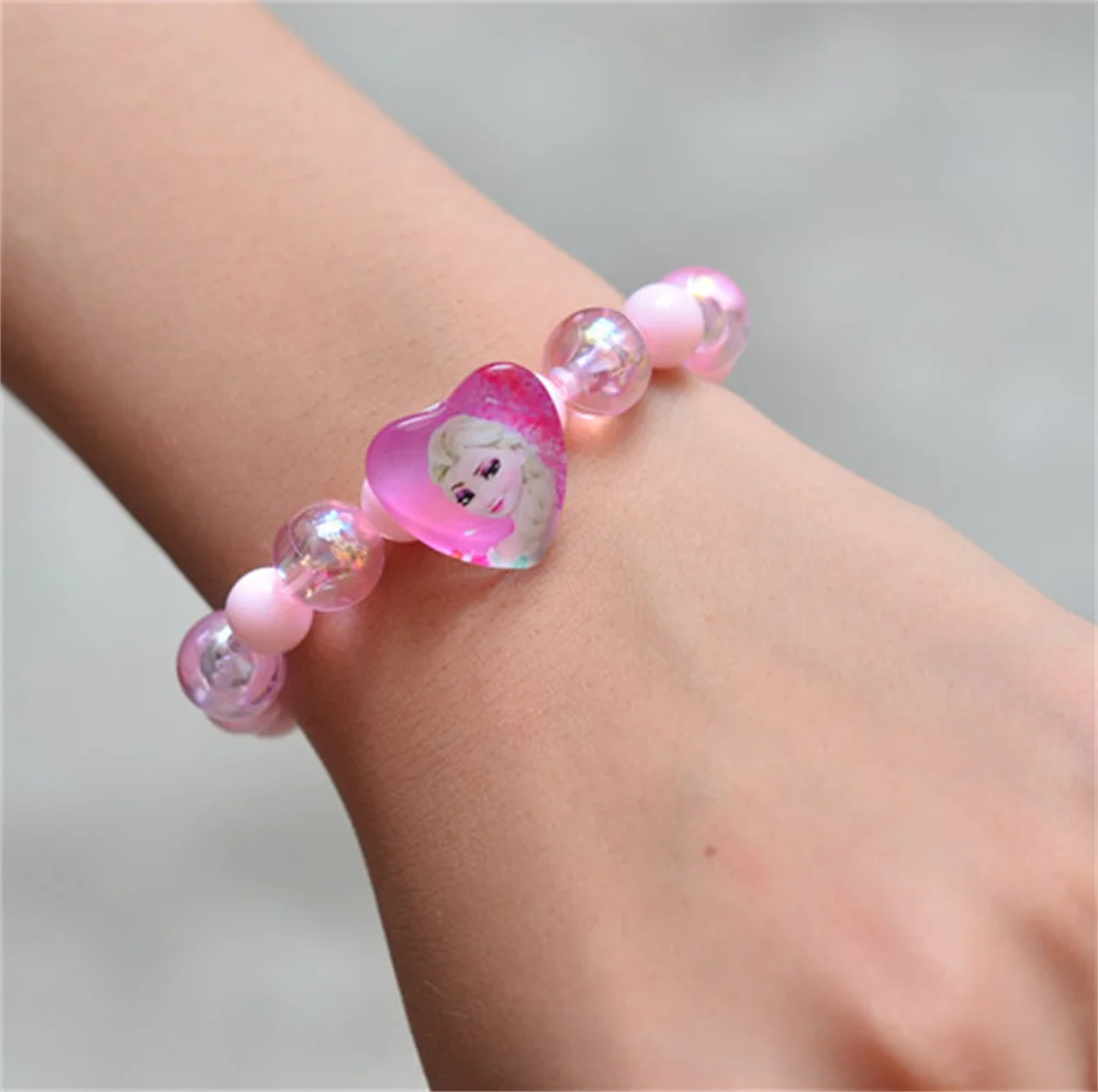 Frozen Elsa Princess Anna Cartoon Kids Girls Glitter Bracelet Colorful Beaded Jewelry Children Toys Gifts for Birthday view 6