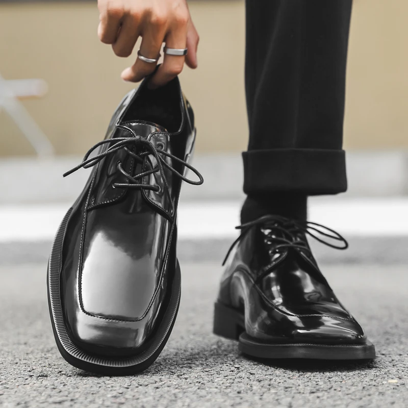 

New Men Fashionable Formal Leather Shoes British Casual Thick-soled Anti-slip Business Brand Shoes Wedding Groom Shoes Men