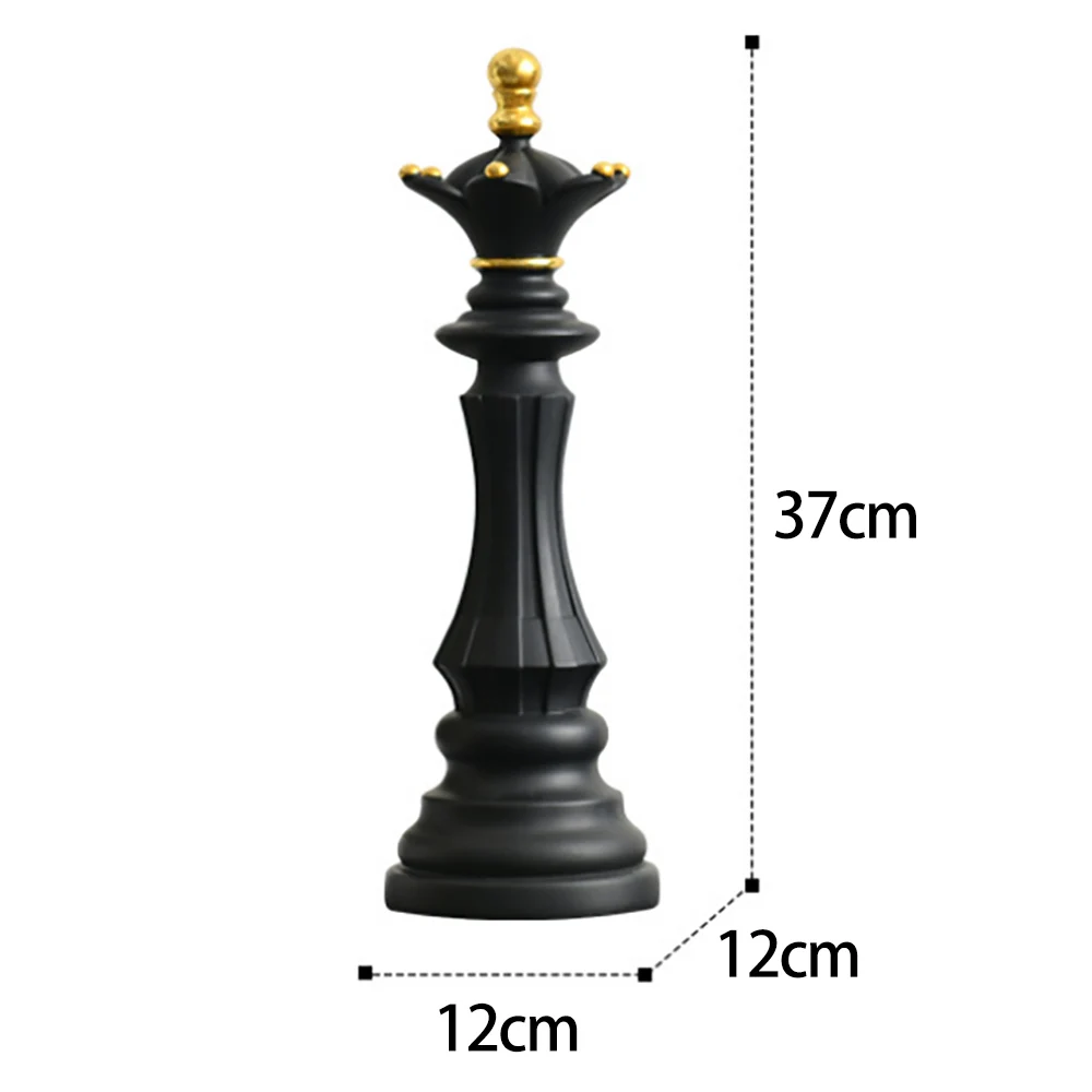 Resin Retro International Chess Figurine for Interior King Knight Sculpture for Art Ornaments Home Decoration black S