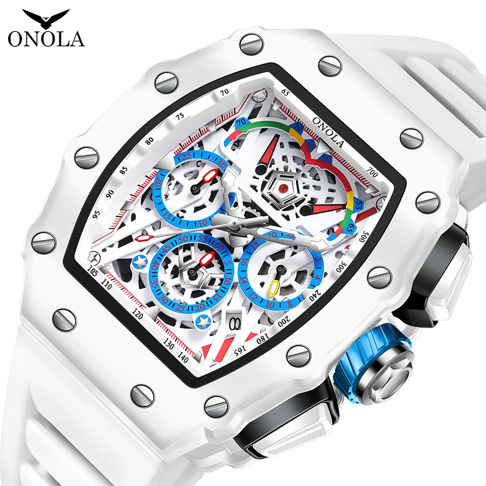 2024 Fashion Sports Men's Quartz Watch Brand ONOLA Multifunctional Watches Luxury Tonneau Mille Wristwatch For Man Dropshipping