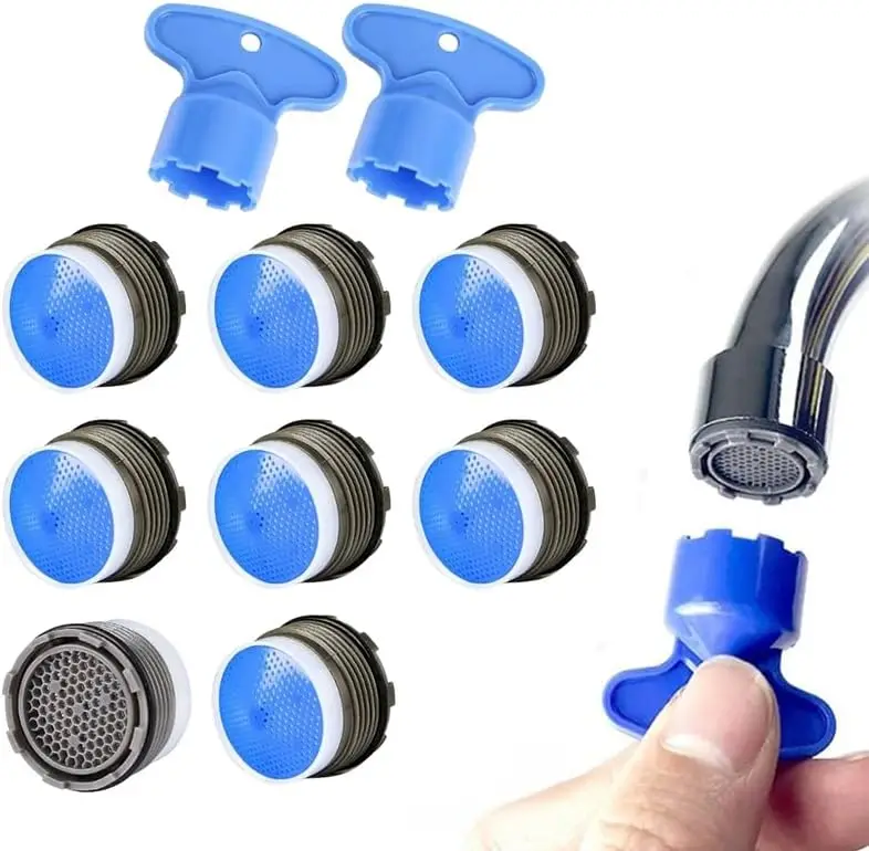 

8 Pack Faucet Aerator Set - 18.5 mm Water Saving Flow Limiter for Bathroom or Kitchen Sink Replacement with Wrench Tool (1.5GPM)