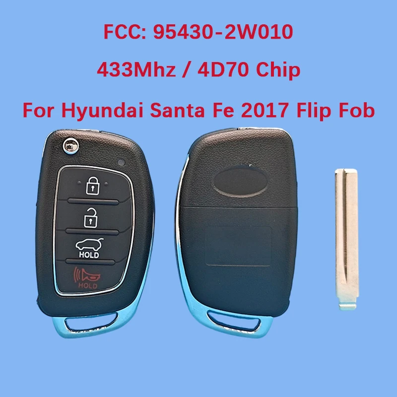 

CN020118 послепродажного обслуживания, 4-кнопочный откидной ключ, пульт дистанционного управления 4D70, чип 433 МГц FCC ID 95430-2W010 для Hyundai Santa Fe 2017