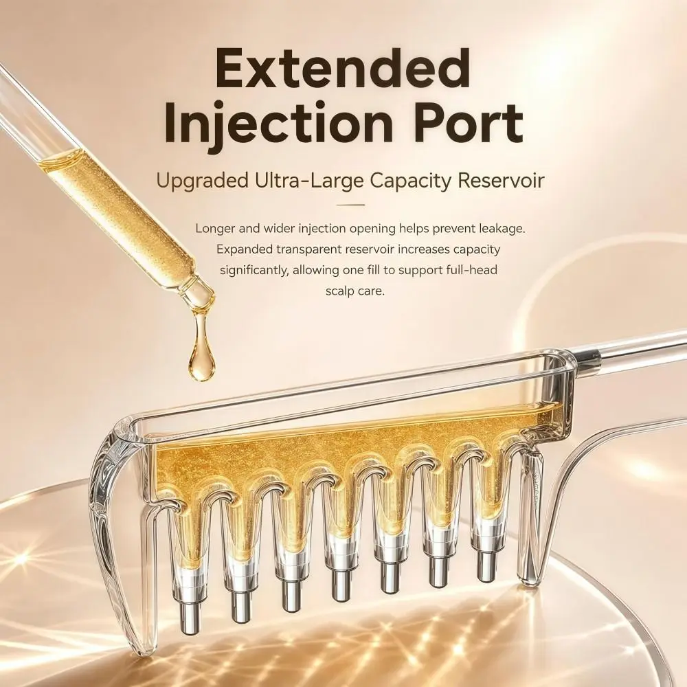 7-Tooth Minoxidil Scalp Liquid Applicator Comb Ball Bearings Precise Minoxidil Root Treatment Comb Transparent