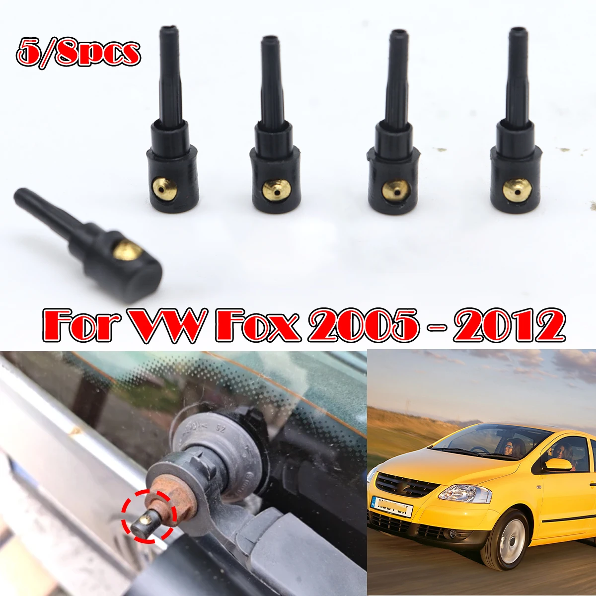 

5/8PC For VW Fox 2005-2012 Rear Wiper Washer Jet Nozzle Windscreen Window Spray Cover Cap Rocker Spare Parts Repair Replacement