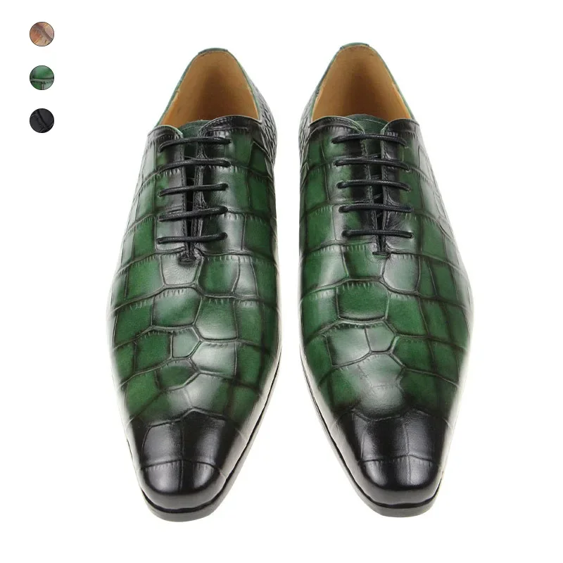 British shoelaces Workplace business Summer Breathable New Arrival Dress Wedding Men's Shoes lace up leather crocodile pattern