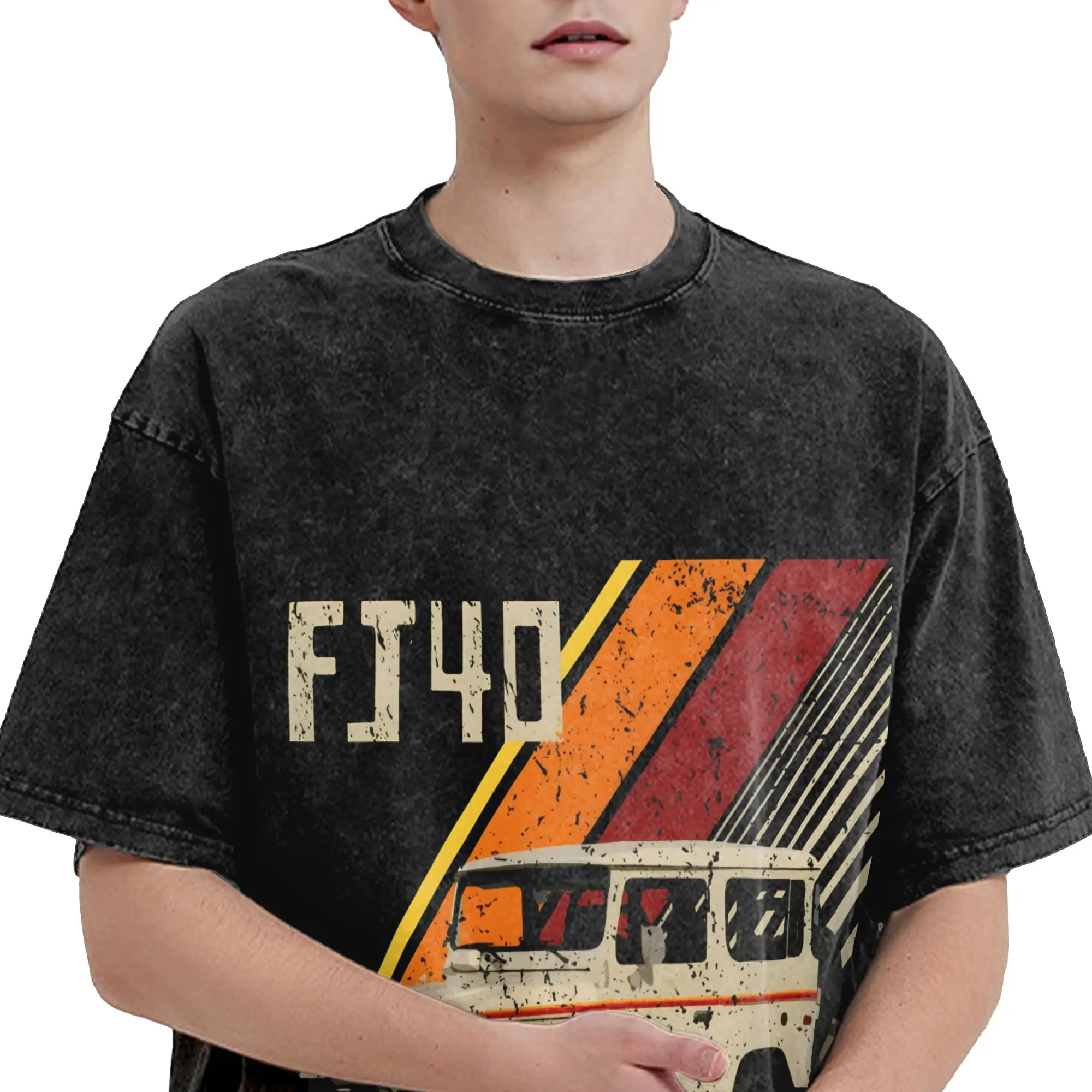 Land Cruiser FJ40 SUV  T Shirt Hip Hop Washed 100% Cotton High Street T-Shirt  Retro Men Women Streetwear Summer Tee Shirt