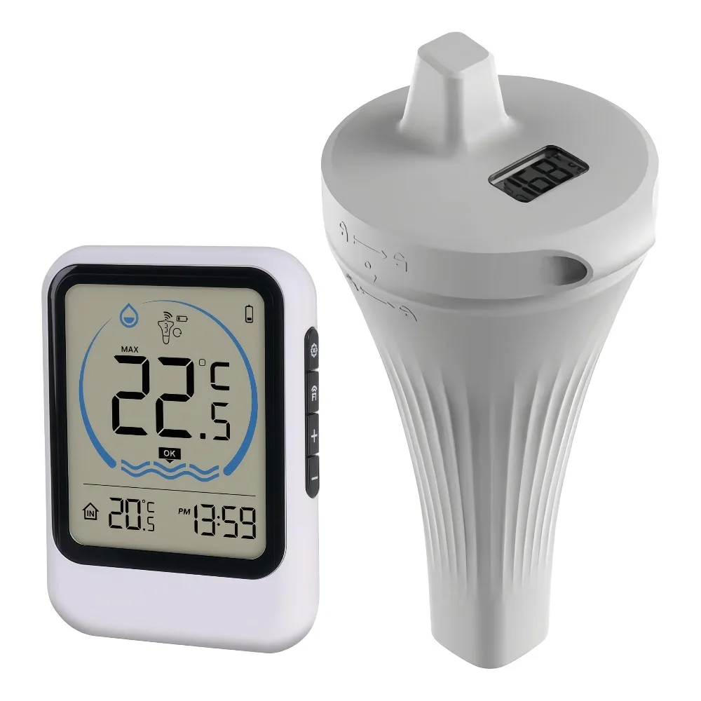 Thermomètre de piscine avec capteur de température pour piscine, aquarium, baignoire, jauge de température de l'eau, moniteur de température