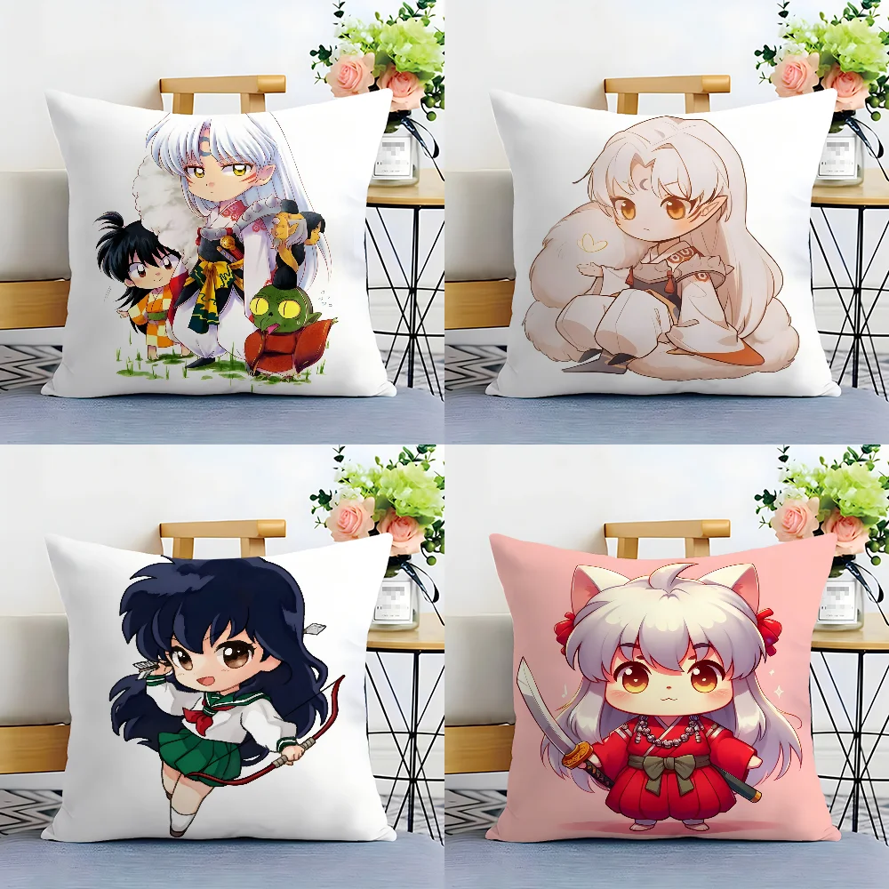 I-InuYasha Anime Cute Pillow Case Plush Fabric Soft  Pillowcase Double Sided Print Cushion Cover Household Gifts