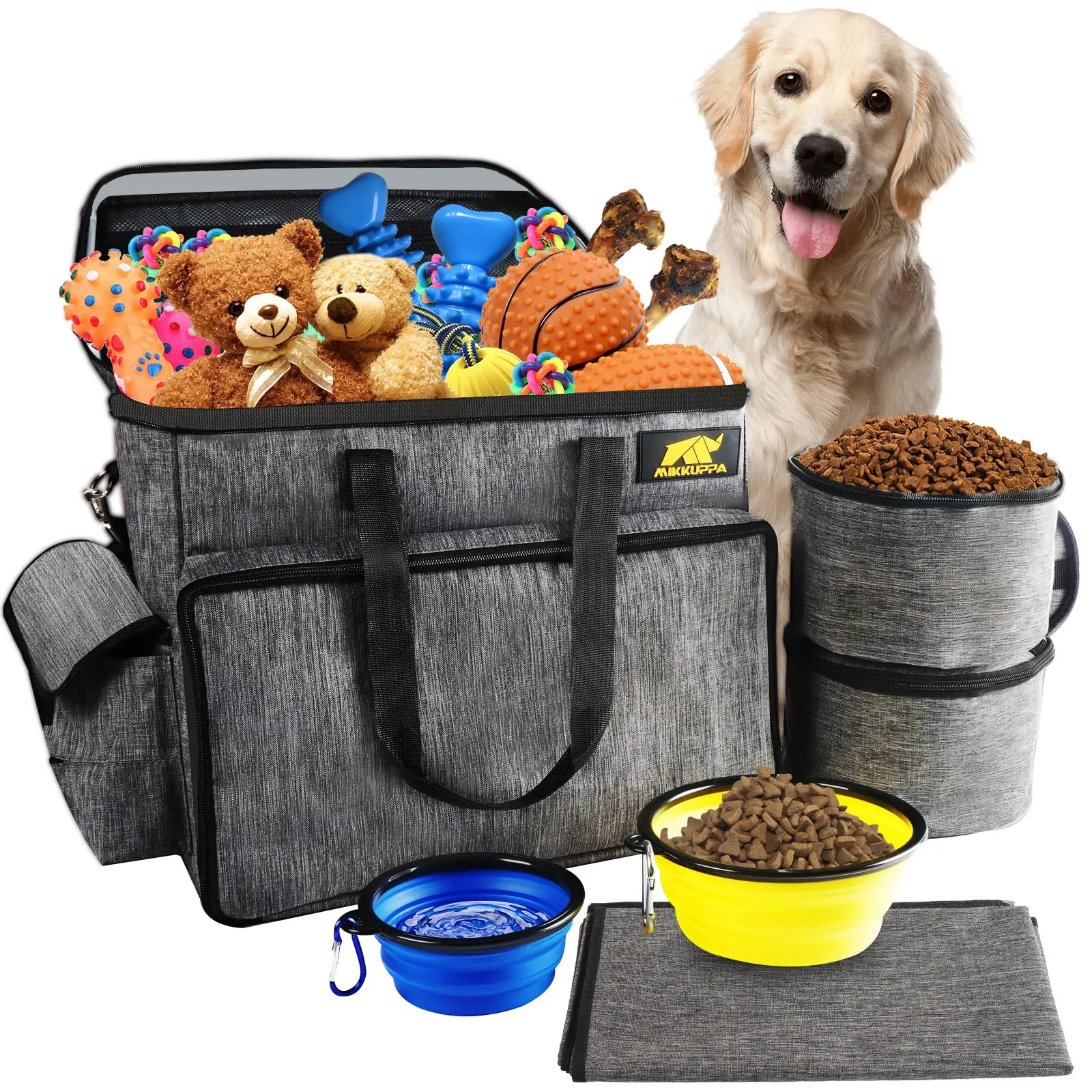 5 PCS/Carton RTS-QSP216 Dog Car Travel Bag - Pet Travel Bag for Dog Supplies Dog Travel Kit with 2 Food Containers