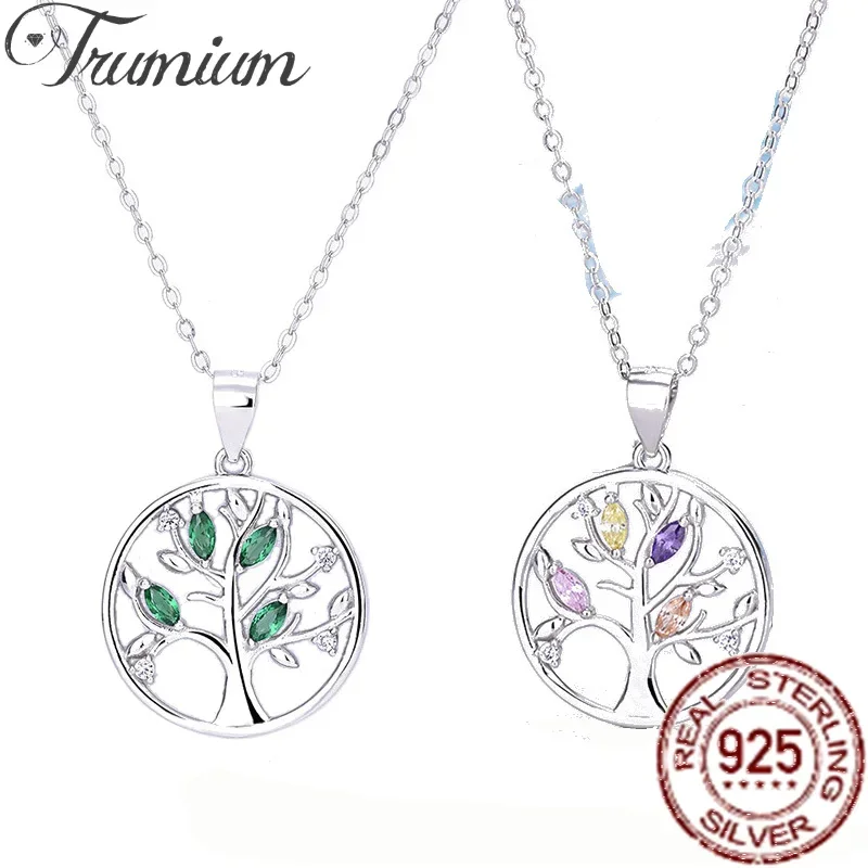 

Trumium Real 925 Sterling Silver Necklace Tree of Life Fashion Dream Catcher Pendant Necklaces for Women Fine Jewelry Girl gifts