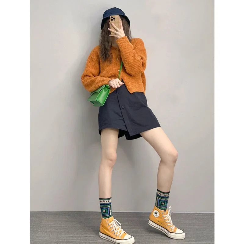 

plus Size Women's High Waist Casual Skirt Pants Summer Loose Versatile Casual Asymmetrical Wide Leg orts 300 Pou