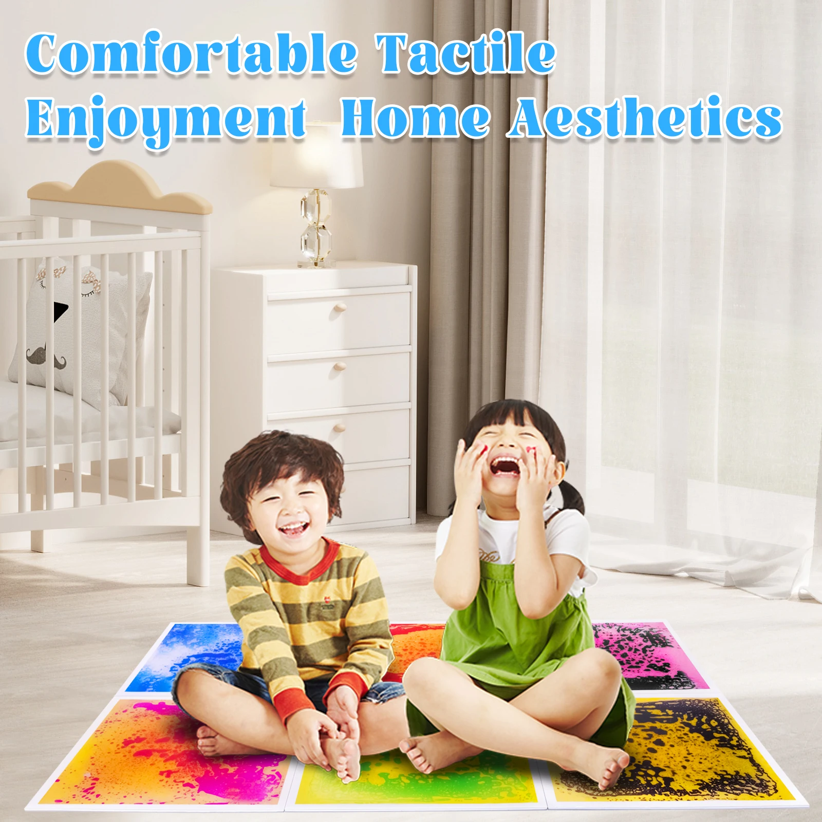 แผ่นกระเบื้องสัมผัสสำหรับเด็ก แผ่นสัมผัสเพื่อการเรียนรู้สำหรับเด็กออทิสติก เหมาะสำหรับพื้นที่สำรวจทางประสาทสัมผัสของเด็ก