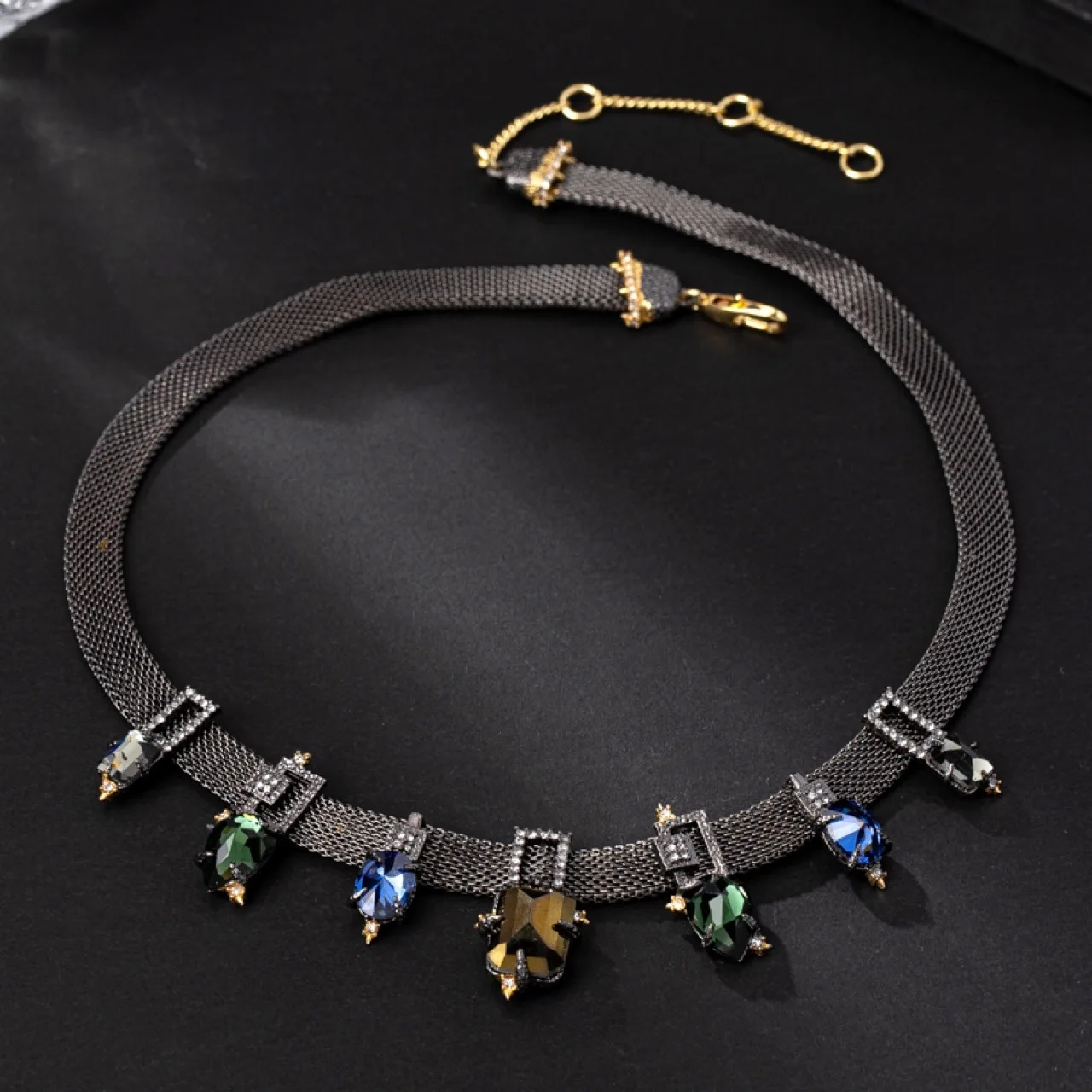 Genius Original Design Copper-plated Gold-plated Two-tone Diamond Metal Chain Necklace