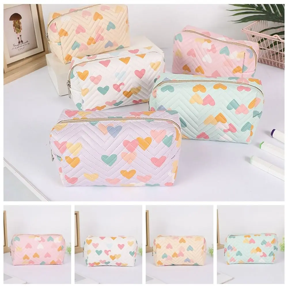 Durable Cute Cream Love Pen Bag Fashion Simple Cosmetic Bag Multifunction Niche Design Sense Toiletry Kit Girl