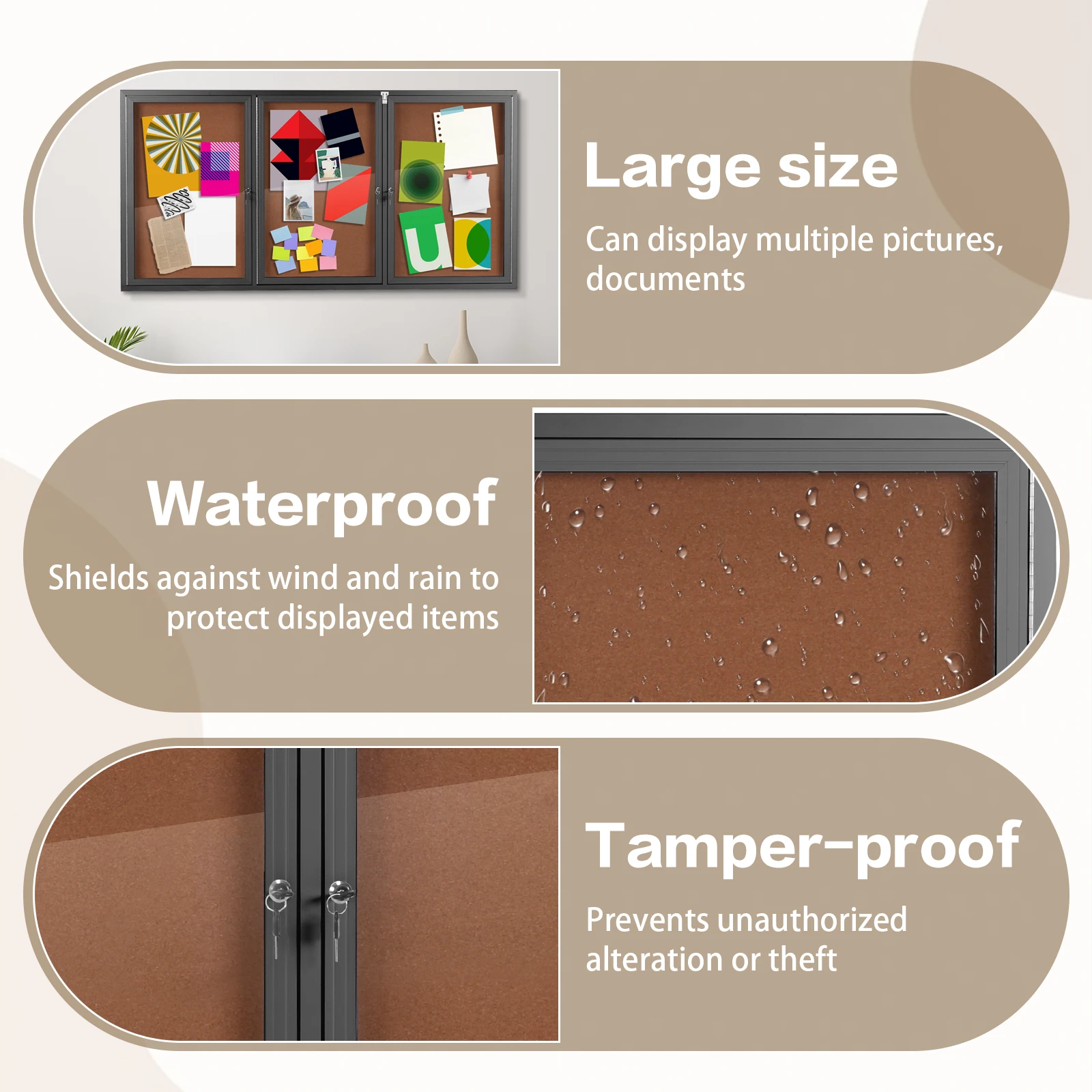 

Витрина-доска для сообщений с алюминиевой рамой, пробковой доской и стеклянной дверцей на замке для офиса, класса, коммерческого использования