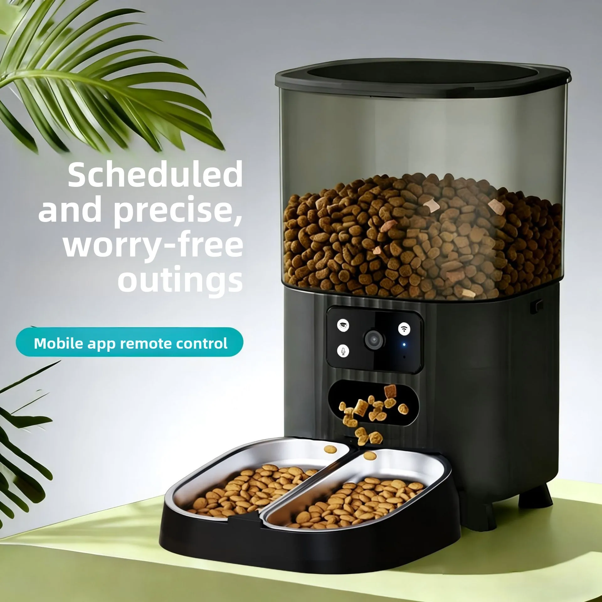 

New video pet intelligent automatic feeder with remote monitoring, timed and quantitative feeding machine
