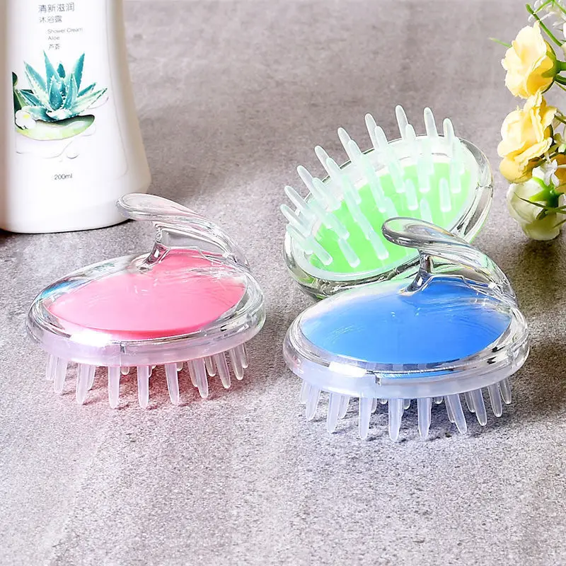 

Transparent Shampoo Brush Silicone Head Massage Brush Scalp Cleansing Massage Comb