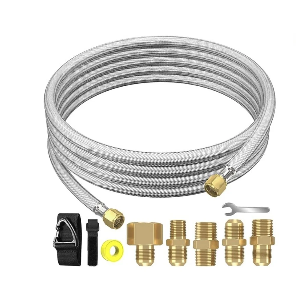3/8 Inch Double Female Propane Hose Extension 6 FT, Stainless Steel High Pressure Gas For Outdoor Grill Cooking