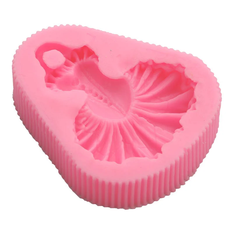 Girl\'s Ballet Dancing Skirt Fondant Silicone Mold Sugar Craft Gumpaste Chocolate Mould Cupcake Baking Decorating Cake Tools