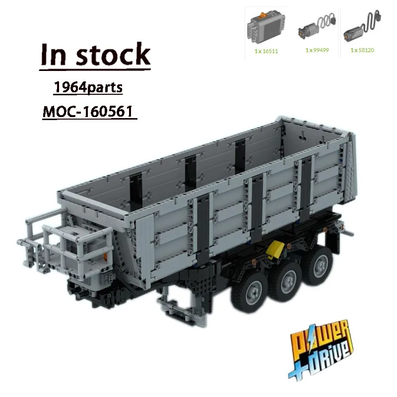 MOC- 160561   Dump elétrico semi reboque 6x6 montagem emenda bloco de construção modelo 1964 peças bloco de construção crianças brinquedo presente