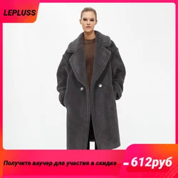 LEPLUSS 2022 Women's Winter New Premium Light Luxury Real Fur Teddy Bear Long Coat Fur Woman