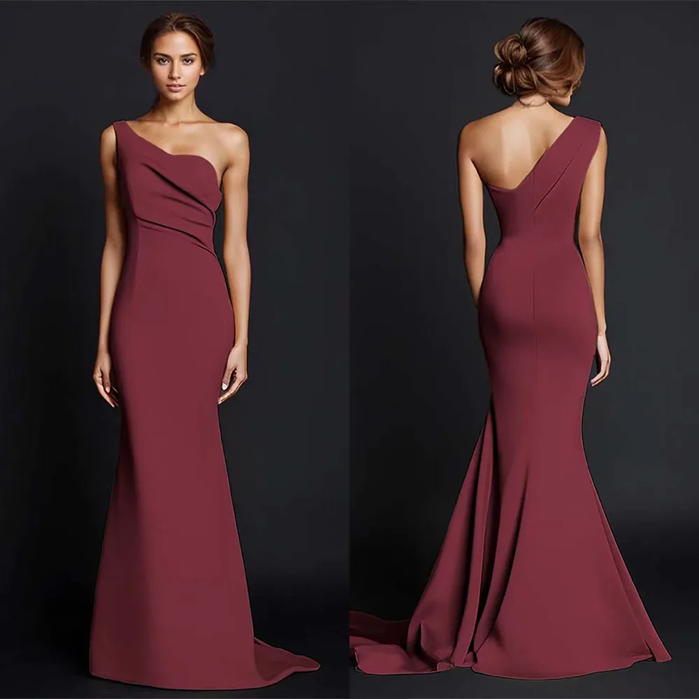 

High Quality Customized One Shoulder Floor Length Sweep Train Vestidos Para Matrimonio Invitada Evening Dress Dresses for Women