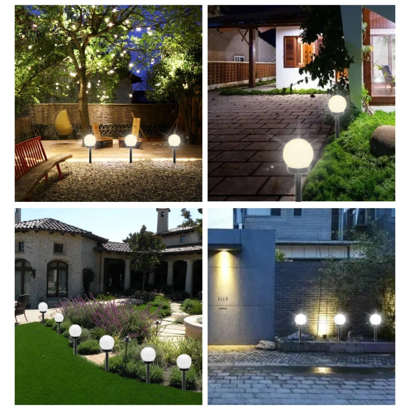 2pcs/lot Solar Led Lawn Lamp Round Ball Pathway Lights Landscape Waterproof Outdoor Yard Buried Night Lights Garden Floor Lamp