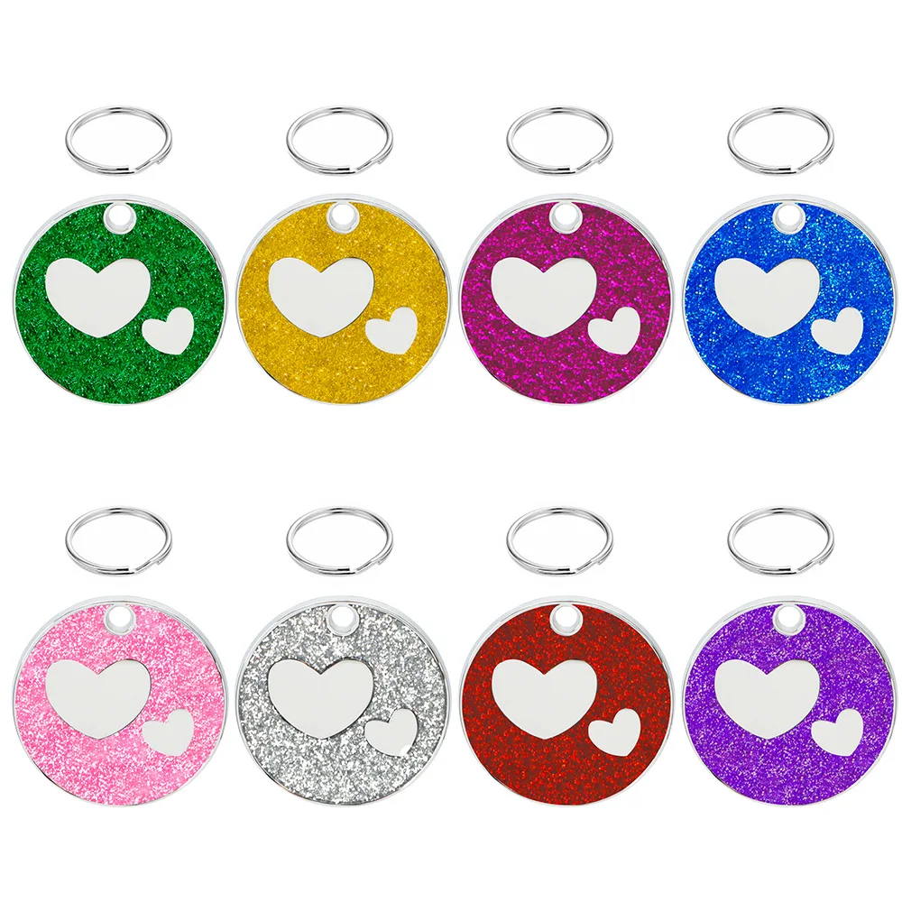 100PCS Personalized Pet ID Tags Engraved Pet Name Heart Number Address Cat Dog Collar Animal Round Pendant Puppy Rabbit Necklace