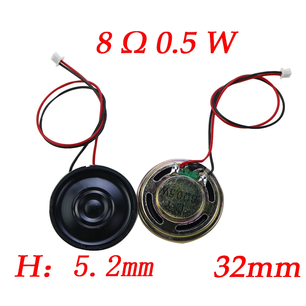2-teiliger ultra dünner Lautsprecher 8 Ohm 2 Watt 2 W 8R Durchmesser 20mm 23mm, 28mm 36mm 40mm mit mx Kabel 1,25 Anschluss, Kabellänge 15cm