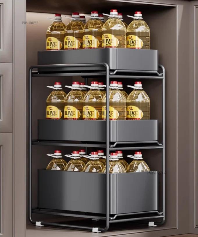 #Kitchen Sink Storage Racks Multi-functional Condiment Rack Cookware Cabinet Pull-out Basket Tiered Rack Kitchens OrganizersGG