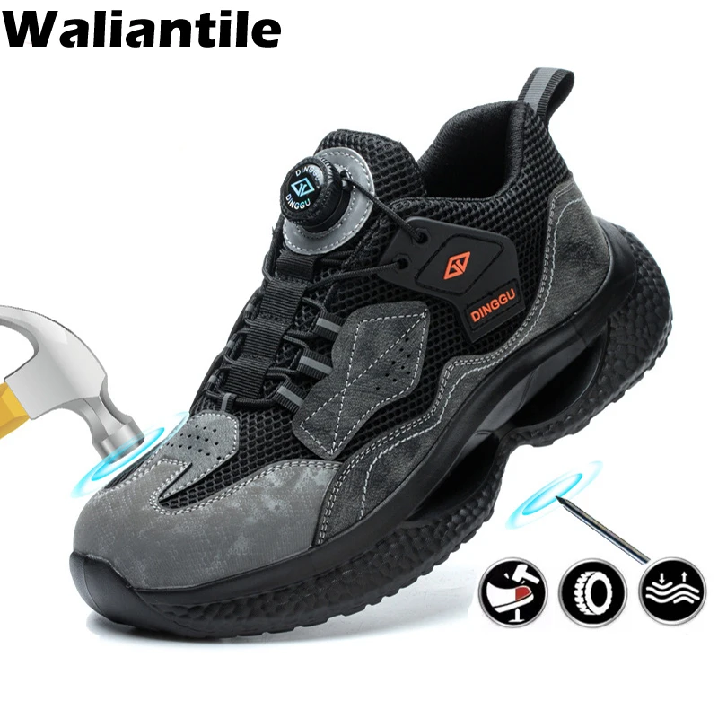 

Waliantile Qualtiy Safety Shoes Sneakers For Men Construction Working Boots Puncture Proof Anti-smash Industry Safety Footwear