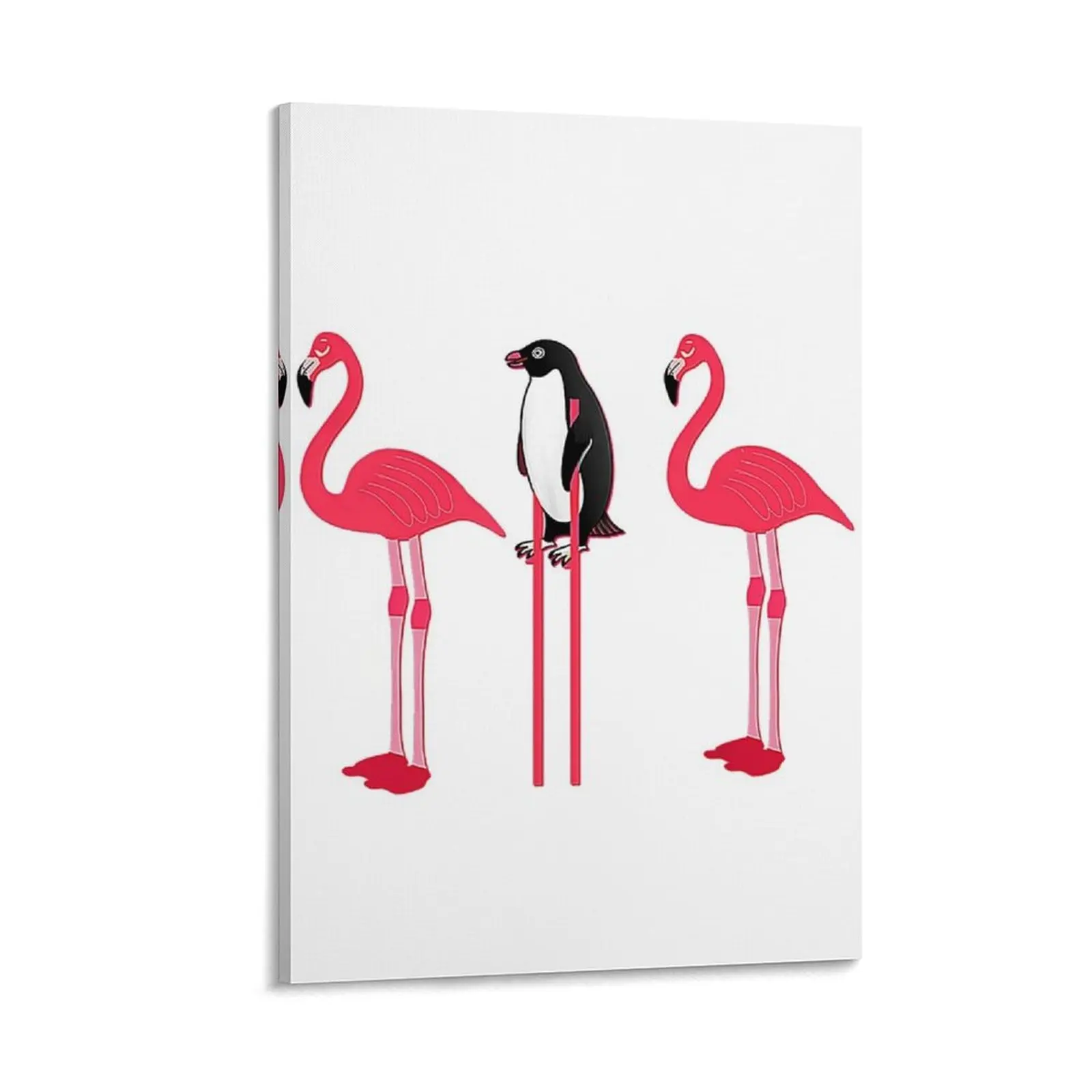 Funny Pink Flamingo Lover Penguin Disguise T-Shirt Canvas Painting home decor