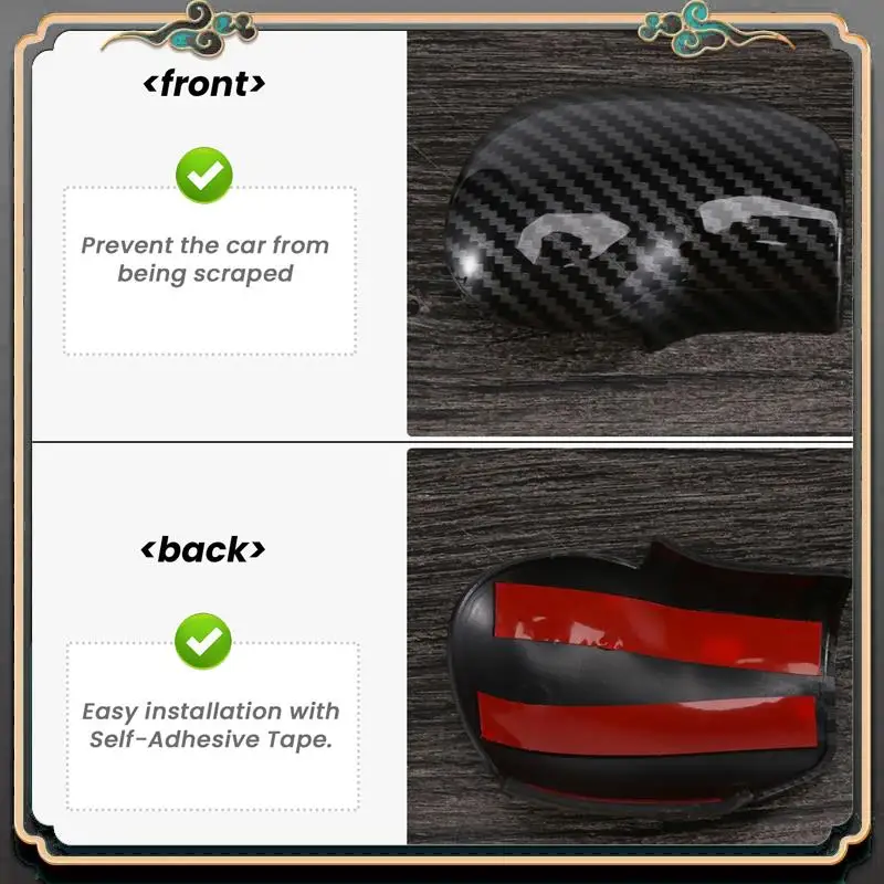 ألياف الكربون الداخلية والعتاد التحول المقبض غطاء الكسوة مقبض كم أزرار غطاء ملصق لسكودا اوكتافيا A7 رائع فابيا #2