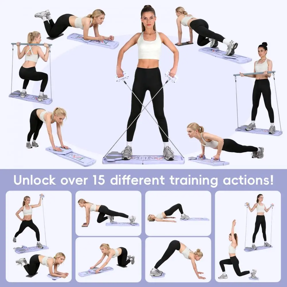 7-in-1 Portable Pilates Board Exercise Foldable Push Up Fitness Equipment Workout Full-Body Ab Board Core Training for Home