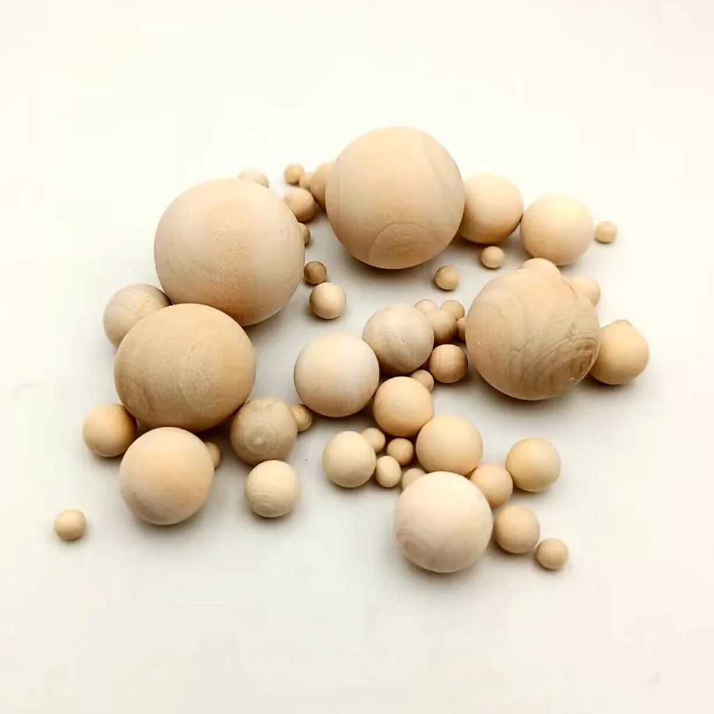 

Various sizes log color hemp wood solid wood ball ornament, non-porous ball DIY wood handicraft