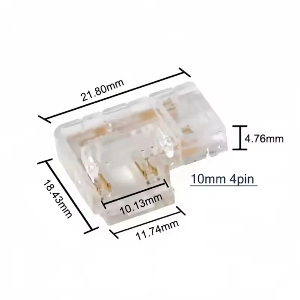5Pcs/Set Mini Buckle COB Connector 2/3/4Pin Transparent L-Shaped Corner Solderless LED Tape Light Connectors