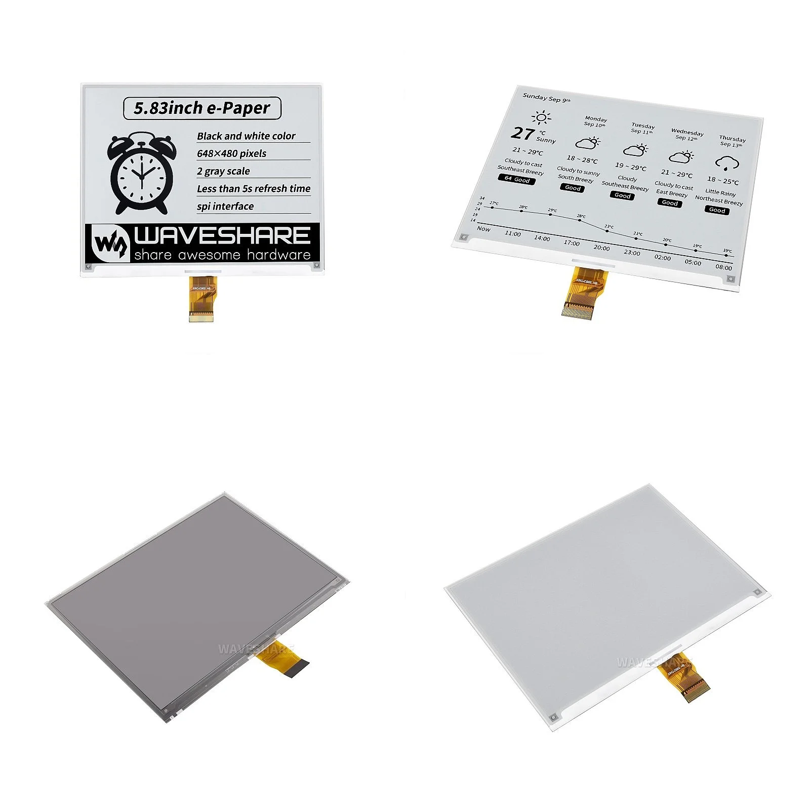 5.83 inch electronic paper electronic ink  display 648 * 480, black and white SPI, without PCB
