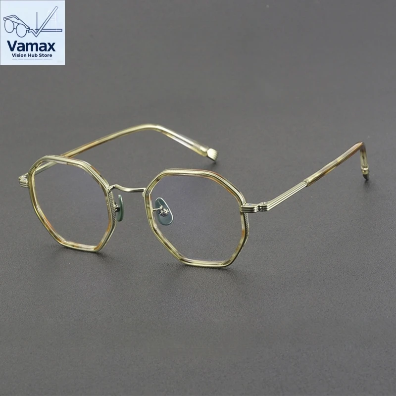 

Vintage Polygon Pure Titanium Fashion Eyeglasses Women Men Fashion Retro Myopia Hyperopia Frames Student Reading Glasses