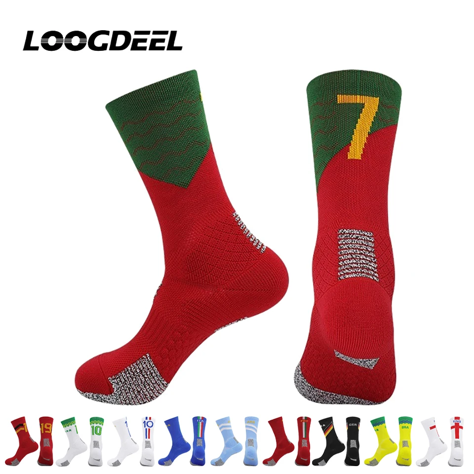 

Loogdeel Number Soccer Socks Professional Match Team Training Socks Non-slip Sweat-absorbing Star Crew Socks for Men Women