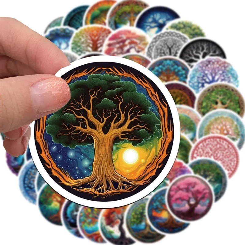 50PCS Tree of Life Stickers Vintage Aesthetic Waterproof Vinyl Decals for Scrapbooks Laptop Phone Water Bottle Helmet