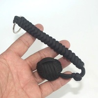 Outdoor Security Protection Black Monkey Fist Steel Ball For Girl Bearing Self Defense Lanyard Survival Key Chain Broken Windows